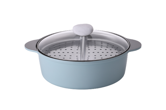 Neoflam Divided 30cm casserole 5.8L Induction with divided steamer Blue