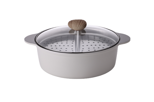 Neoflam Divided 30cm casserole 5.8L Induction with divided steamer Grey