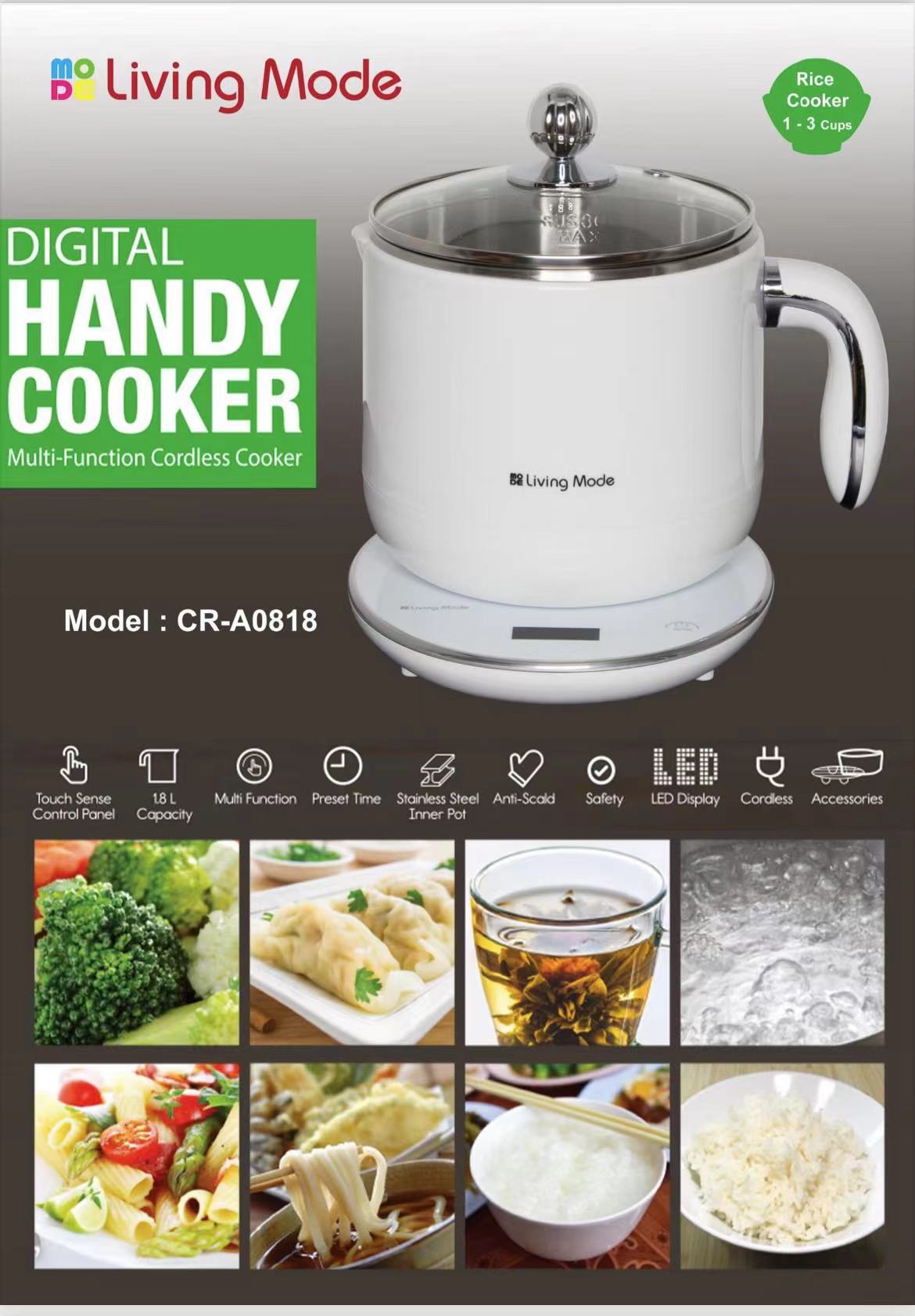 LIVINGMODE Multi-Cooker/1-3 Cup Rice Cooker CR-A0818