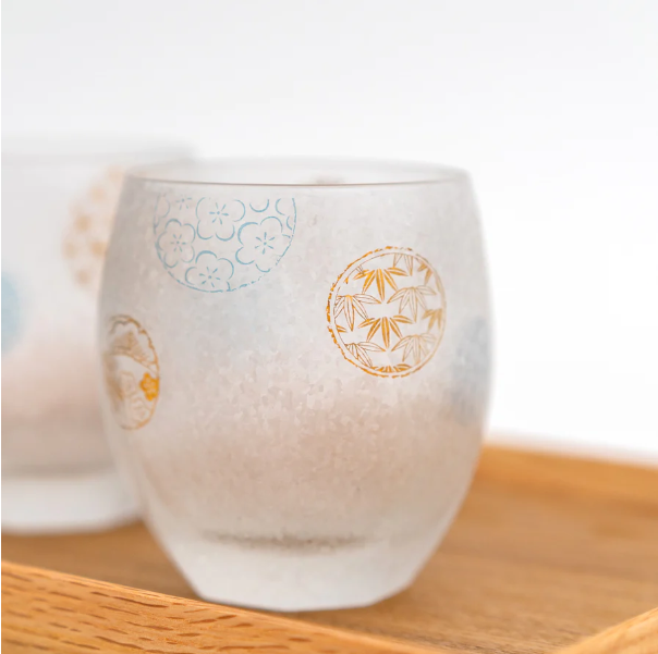 Aderia 石塚哨子 冰结雪花 丸纹 威士忌杯 对杯 345mL*2（附礼品盒）日本制/ADERIA Iced Flower Marumon Glass 2 Pieces Set Gift Box 345mlx2 Made in Japan
