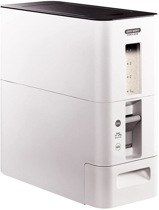 ASVEL Unix S Measure Rice Container (White) with Dispenser 6/12KG
